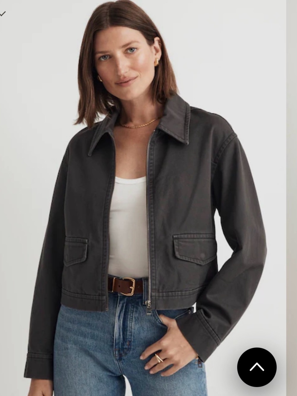 Madewell Gray Cropped Zip Utility Jacket